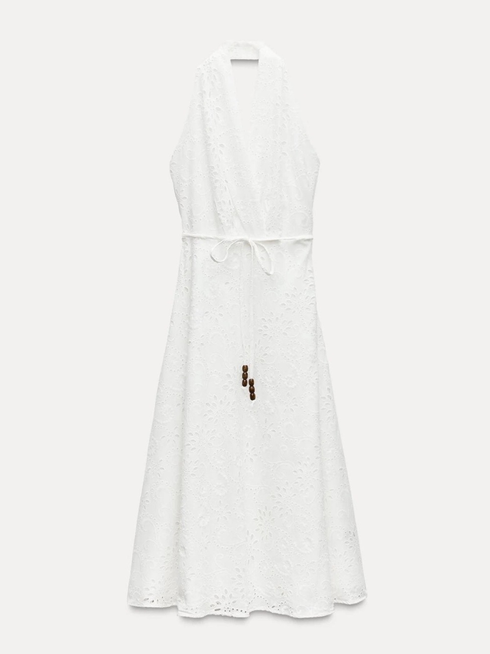 Zara White One-Shoulder Eyelet Midi Dress - Picture 2 of 8